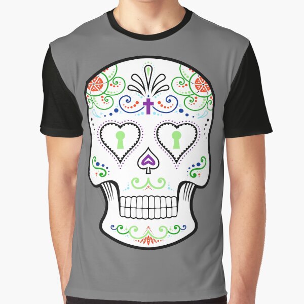 Mexican Calavera Skull White - Day of the Dead Graphic T-Shirt