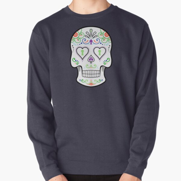 Mexican Calavera Skull White - Day of the Dead Pullover Sweatshirt
