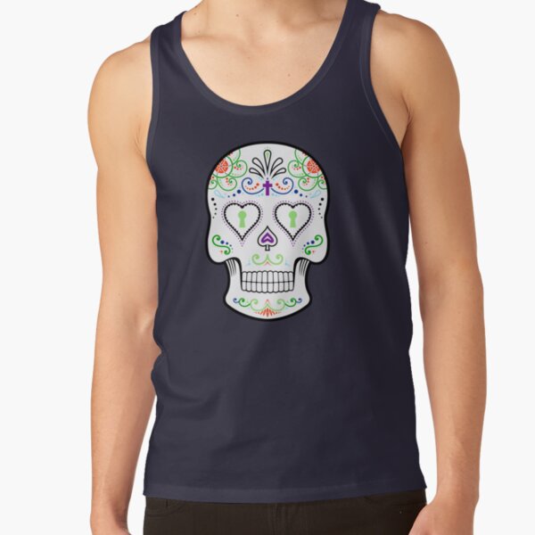 Mexican Calavera Skull White - Day of the Dead Tank Top