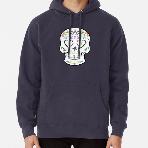 Mexican Calavera Skull White - Day of the Dead Pullover Hoodie