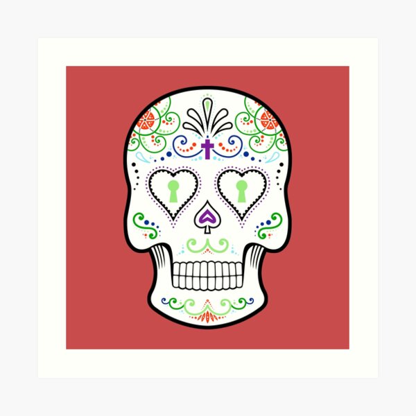 Mexican Calavera Skull White - Day of the Dead Art Print