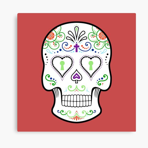 Mexican Calavera Skull White - Day of the Dead Canvas Print