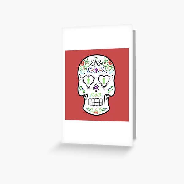 Mexican Calavera Skull White - Day of the Dead Greeting Card