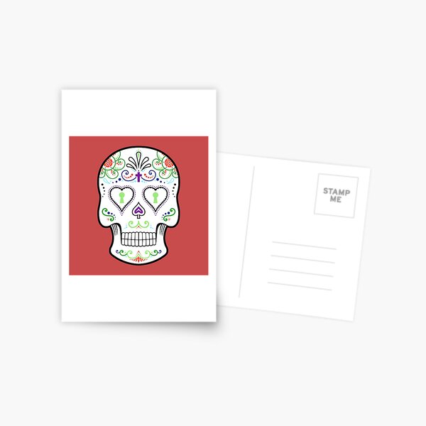 Mexican Calavera Skull White - Day of the Dead Postcard