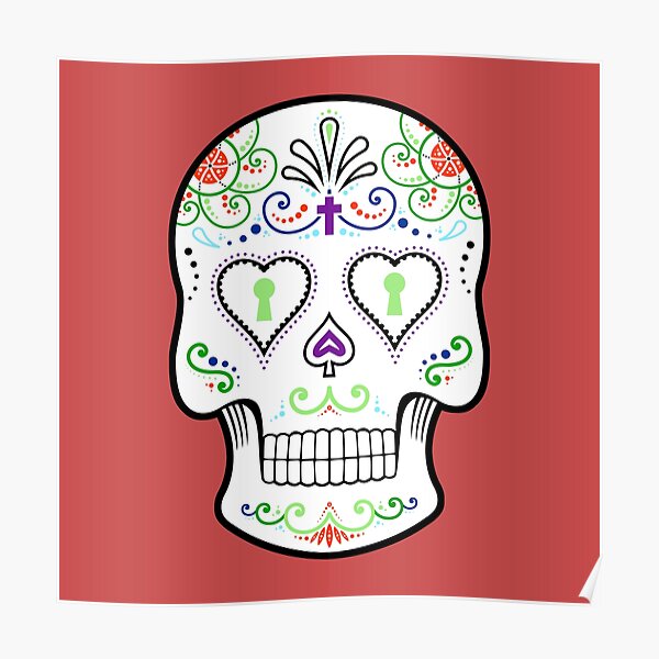 Mexican Calavera Skull White - Day of the Dead Poster