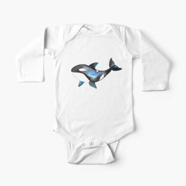 Whale Orcas Tatra Cottage Long Sleeve Baby One-Piece
