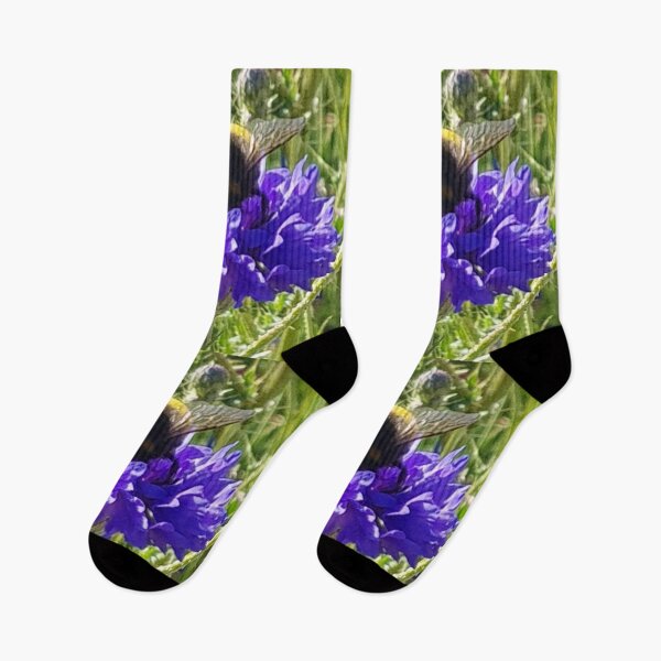 Item preview, Bumblebee 1 on cornflower blue enjoying breakfast designed and sold by ellenhenry.