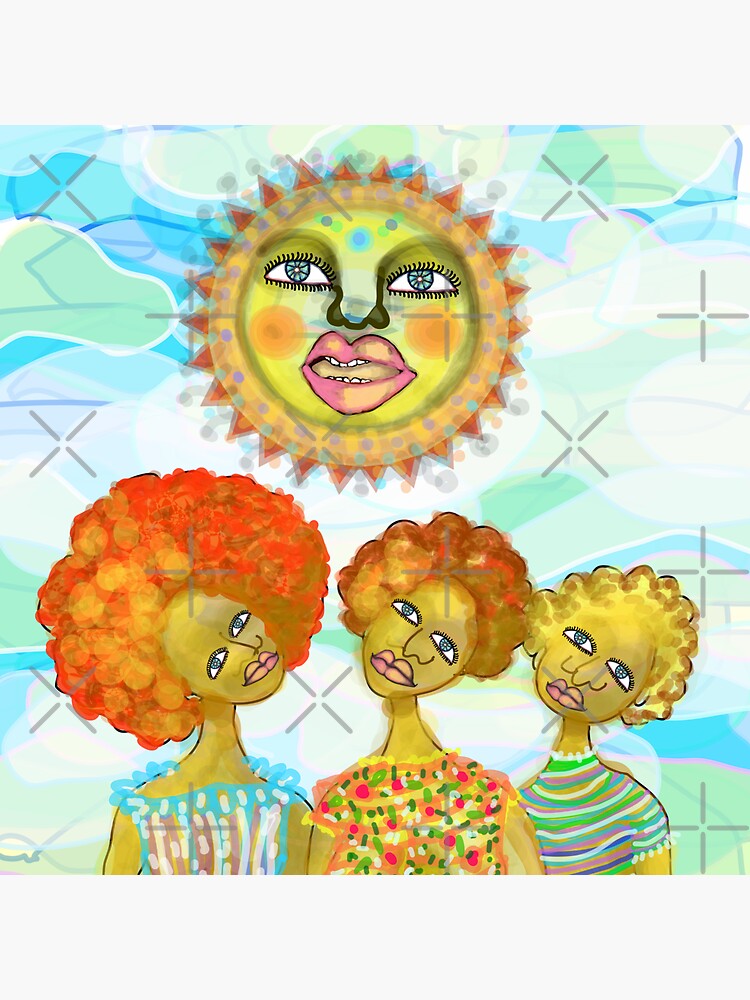 Thumbnail 3 of 3, Sticker, The Sun and the Afro Soul Sisters designed and sold by Arema Arega.