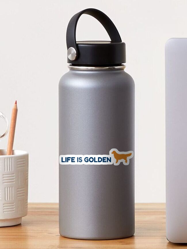 Thumbnail 1 of 3, Sticker, LIfe is Golden, Golden Retriever designed and sold by tresbelleshirts.