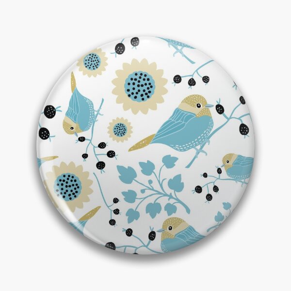 Item preview, Gold & Blue Chickadee Floral designed and sold by StudioPosies.