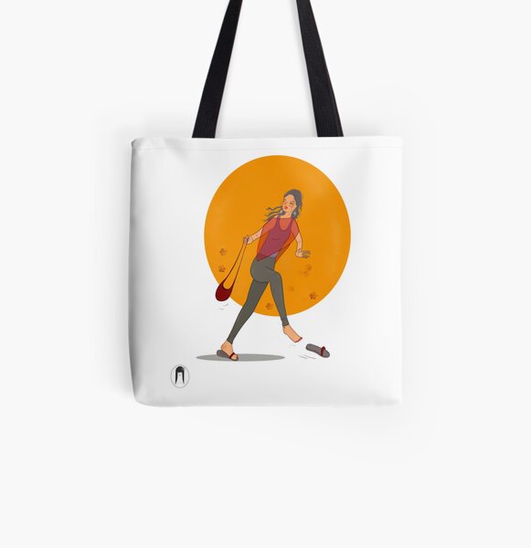 “Chica huyendo“ Bolsa estampada de tela