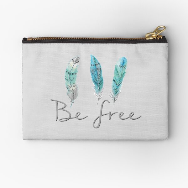 Be Free Watercolour Feathers Tatra Cottage Zipper Pouch