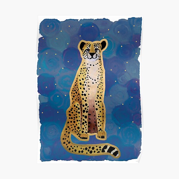 Cheetah on Blue Poster