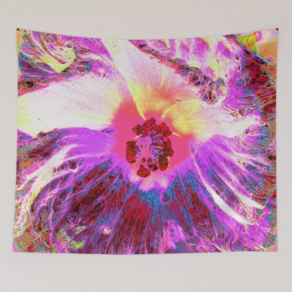 Item preview, Psychedelic Trippy Rainbow Colors Hibiscus Flower designed and sold by myrubiogarden.