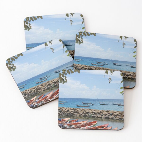 Item preview, Fishermen Boats & Sea Wall - Martinique, F.W.I. designed and sold by Olivia Son.