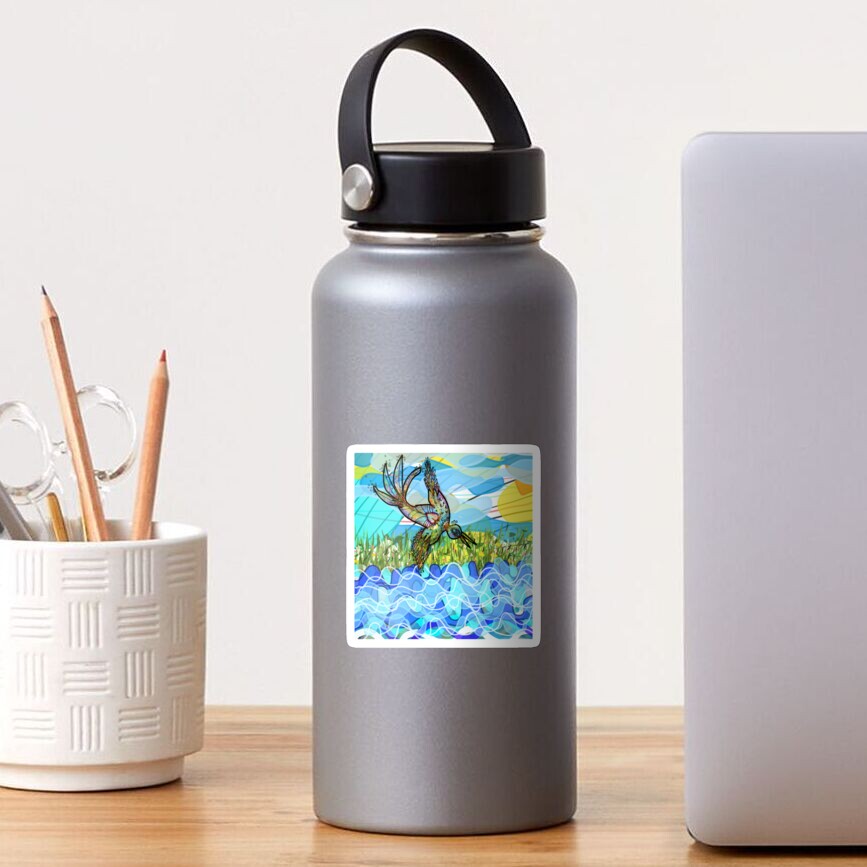 The bird and the river Sticker