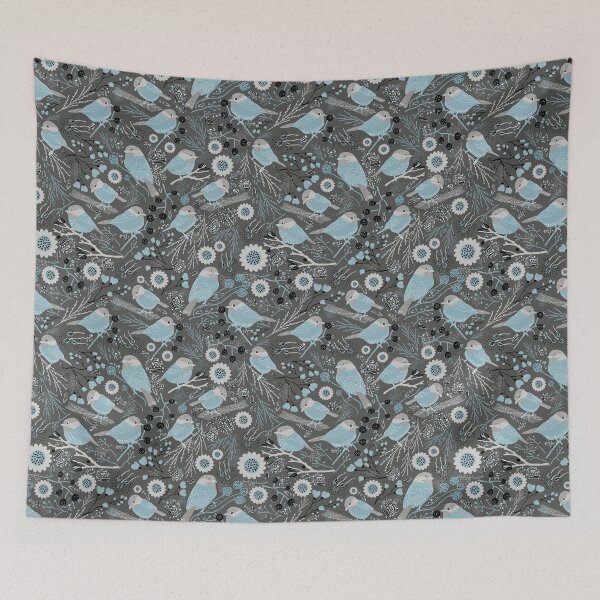 Item preview, Grey&  Blue Chickadee Floral designed and sold by StudioPosies.