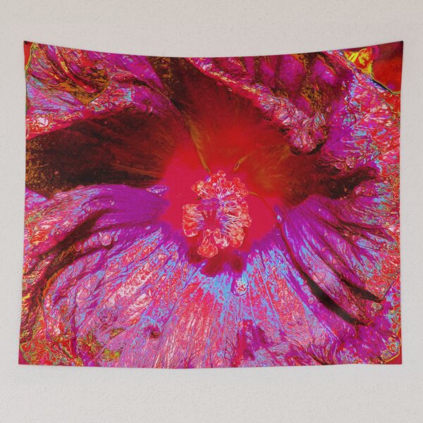 Item preview, Psychedelic Trippy Retro Red Hibiscus Flower designed and sold by myrubiogarden.