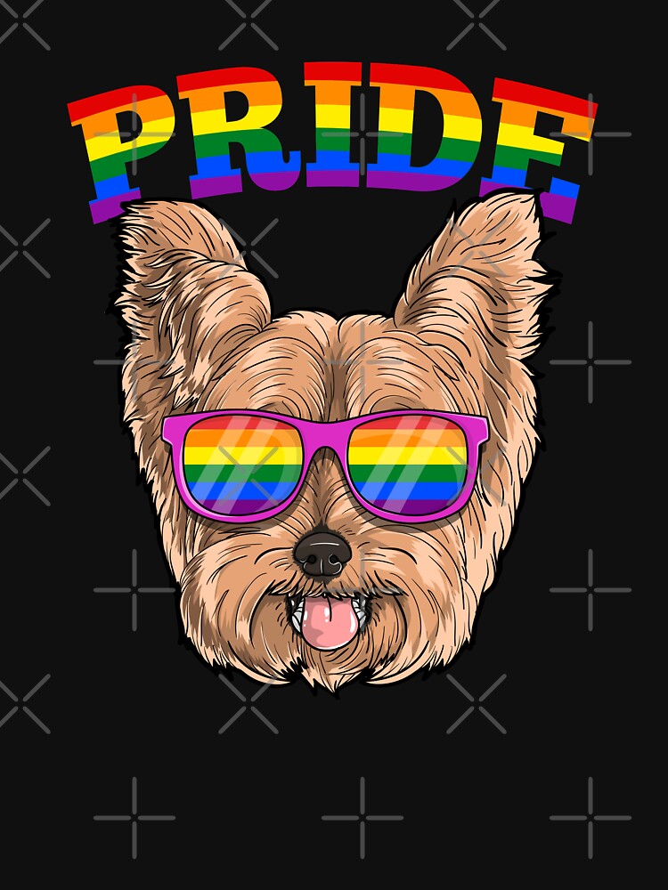 "Gay Pride Yorkshire Terrier Dog Yorkie With LGBT Rainbow Sunglasses" Tshirt by fatamyfan1