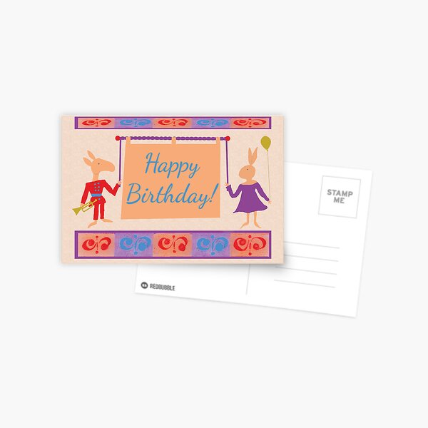 Whimsical Adult or Child Birthday - donkey & rabbit Postcard