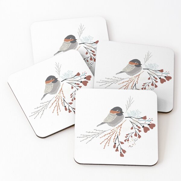 Item preview, Grey & Rust Chickadee Heart Berry Floral  designed and sold by StudioPosies.