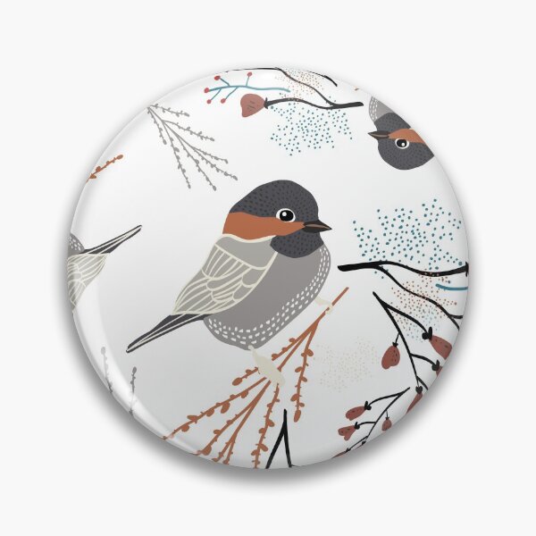 Item preview, Grey & Rust Chickadee Heart Berry Floral  designed and sold by StudioPosies.