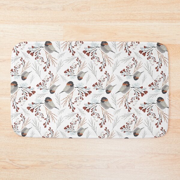 Item preview, Grey & Rust Chickadee Heart Berry Floral  designed and sold by StudioPosies.