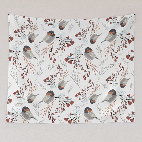Item preview, Grey & Rust Chickadee Heart Berry Floral  designed and sold by StudioPosies.