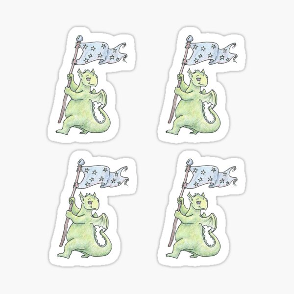 Green Dragon on Parade 4-Sticker set Sticker
