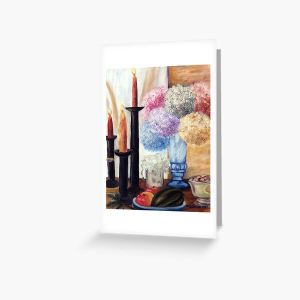 Three Candles and Hydrangea Greeting Card