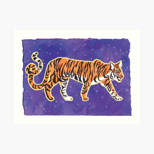 Tiger on Purple Art Print