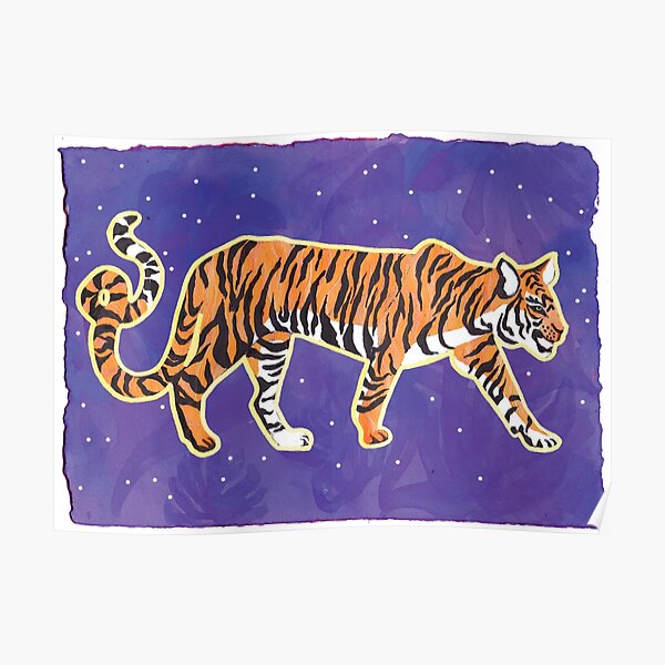 Tiger on Purple Poster
