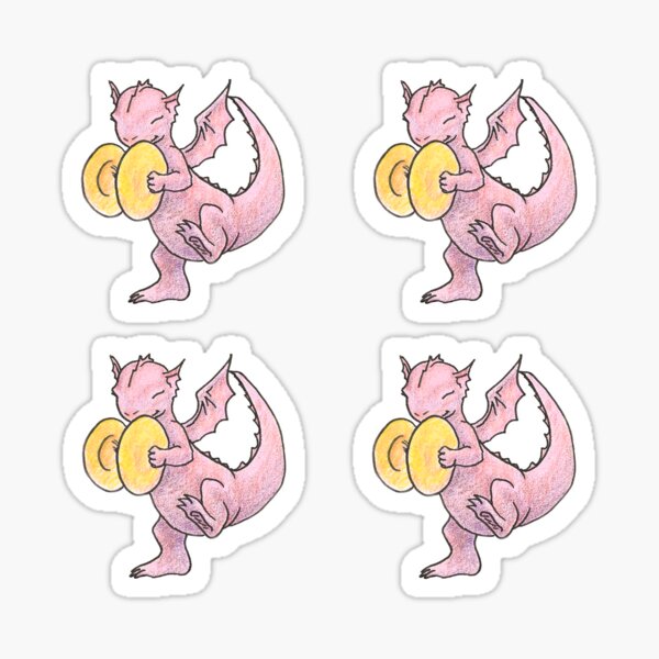 Pink Dragon on Parade 4-Sticker set Sticker