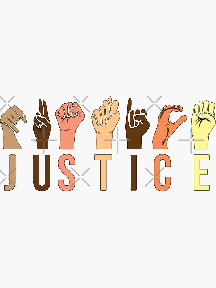 "Justice hand sign language" Sticker by Redbubble