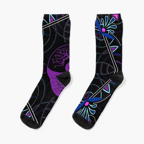 Yin Yang Tree of Life Mandala - Sacred Geometry Socks