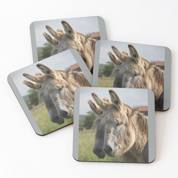 Item preview, Adorable grey donkeys in the high grass meadow	 designed and sold by EstelleRossetti.