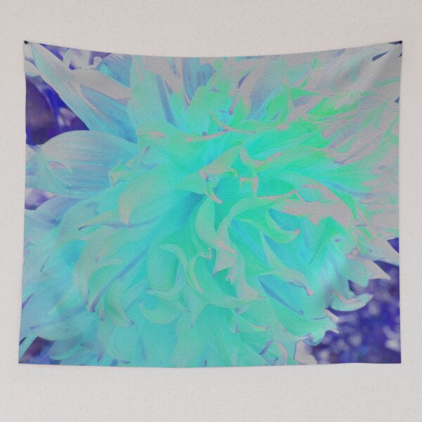 Item preview, Elegant Aquamarine Green and Blue Dahlia Flower designed and sold by myrubiogarden.