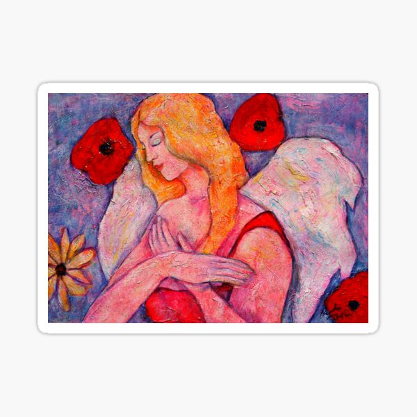 Belle, Angel image part of an Angel oracle card deck – MeMoment angel cards Sticker