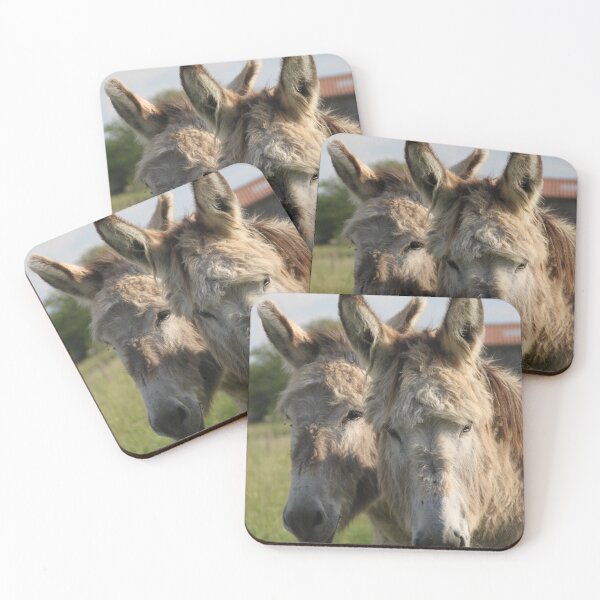 Item preview, Adorable grey donkeys in the high grass meadow	 designed and sold by EstelleRossetti.