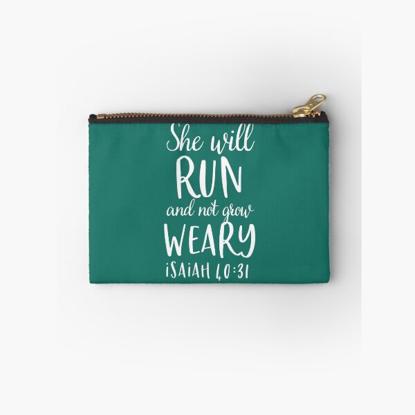 Item preview, Christian Runner - Isaiah 40:31 Run and not Grow Weary White Text designed and sold by palmsandprints2.