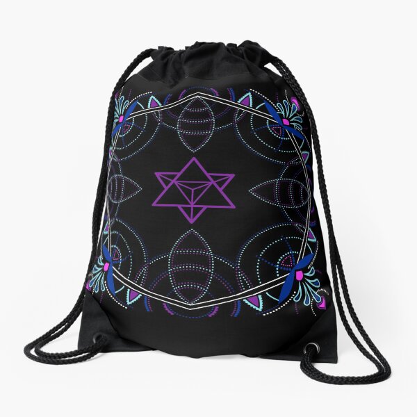 Merkaba / Startetrahedron Symbol Mandala - Sacred Geometry Drawstring Bag