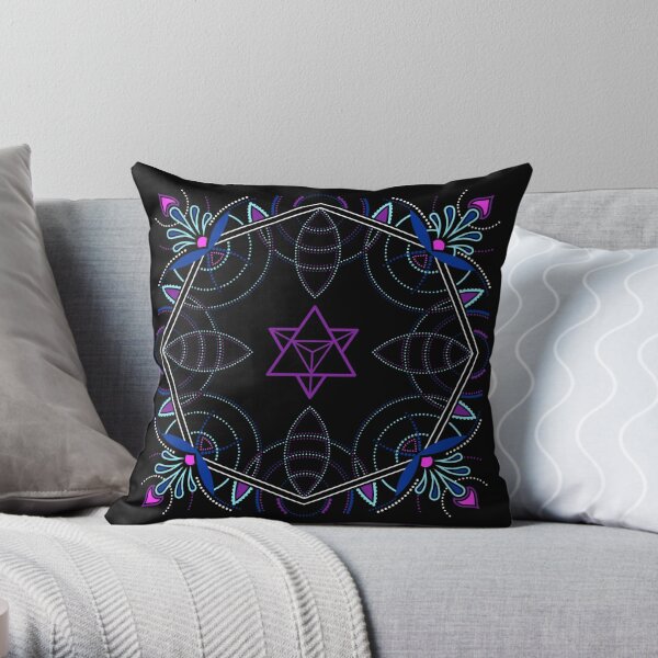 Merkaba / Startetrahedron Symbol Mandala - Sacred Geometry Throw Pillow
