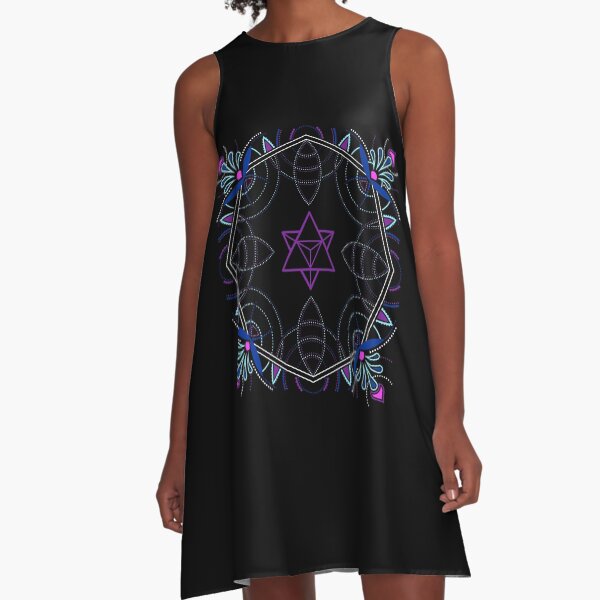 Merkaba / Startetrahedron Symbol Mandala - Sacred Geometry A-Line Dress