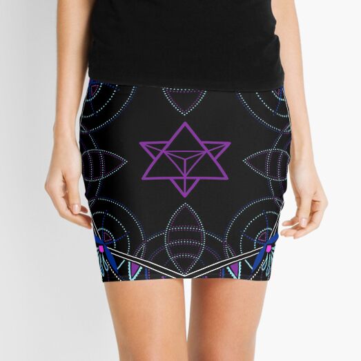 Merkaba / Startetrahedron Symbol Mandala - Sacred Geometry Mini Skirt