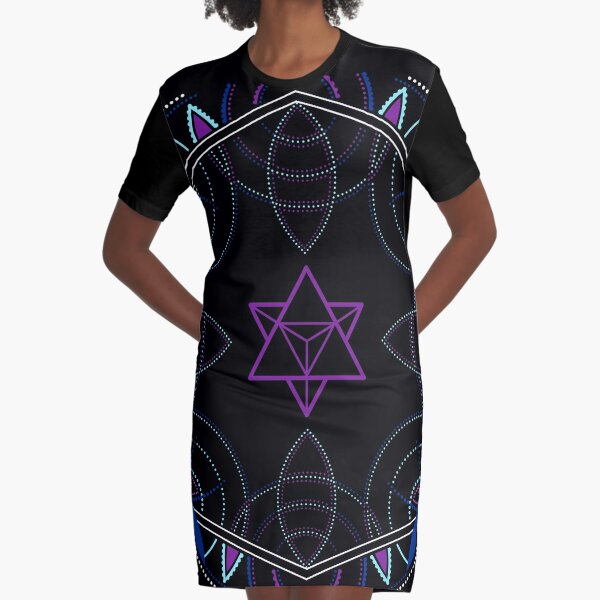 Merkaba / Startetrahedron Symbol Mandala - Sacred Geometry Graphic T-Shirt Dress