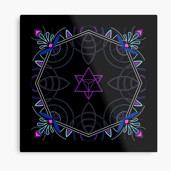 Merkaba / Startetrahedron Symbol Mandala - Sacred Geometry Metal Print