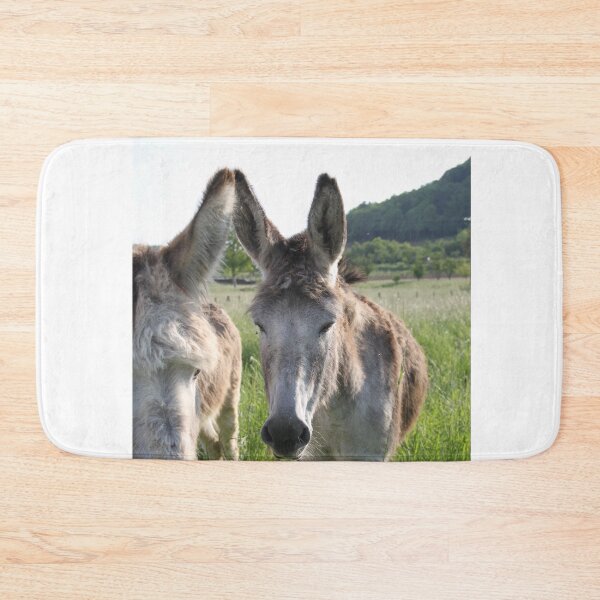 Item preview, Adorable grey donkeys in the high grass meadow	 designed and sold by EstelleRossetti.