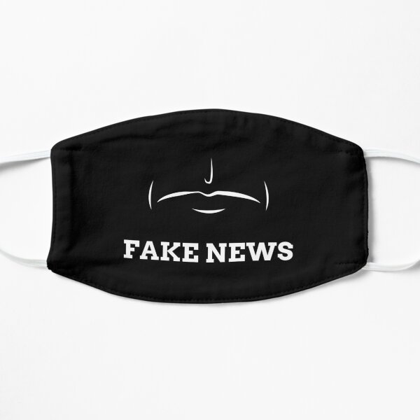 Black Fake News Face Flat Mask