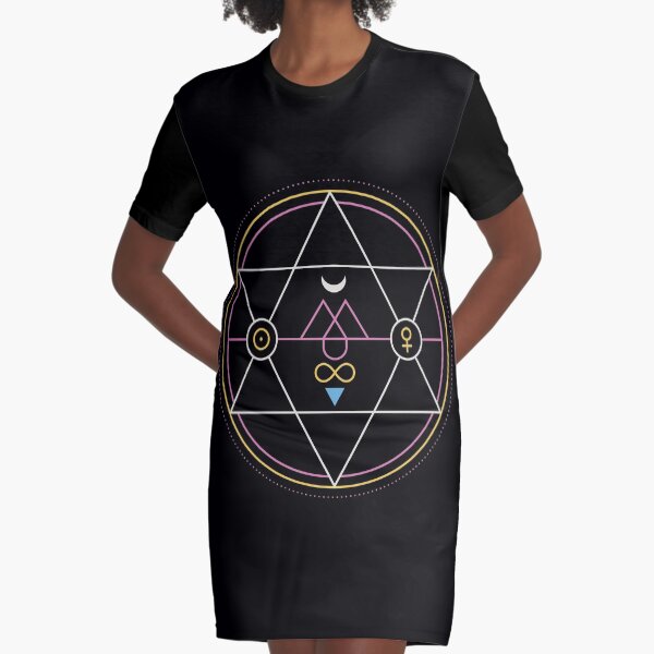 Alchemy Transmutation Circle - True Love Symbol Graphic T-Shirt Dress