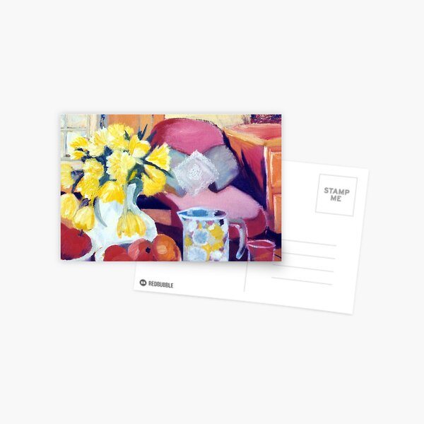 Flowers, fruit and water - image for dining areas Postcard